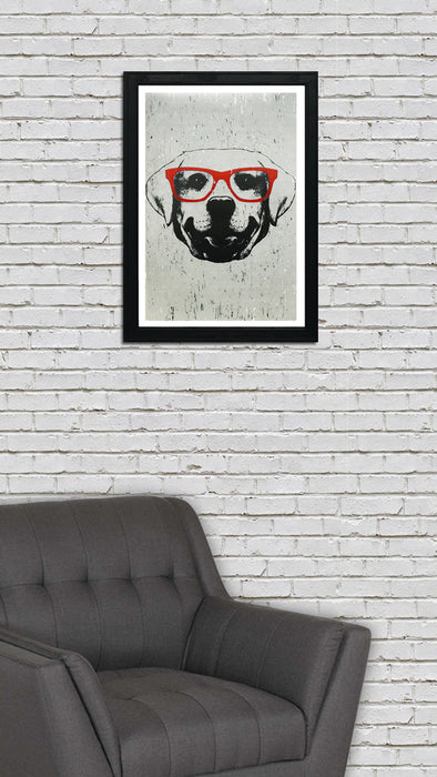 Limited Edition Labrador Retriever with Orange Glasses Art Print / Poster - 13x19"