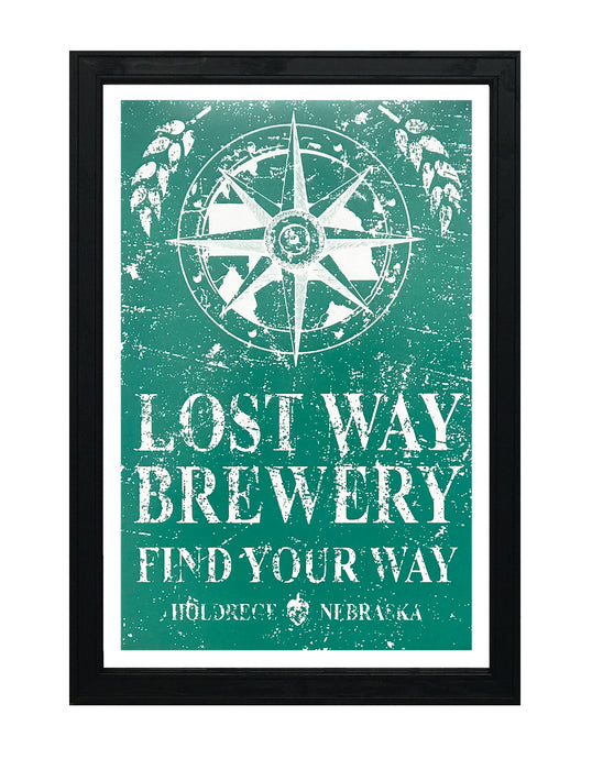 Limited Edition Lost Way Brewery - Craft Beer Poster - Emerald Green - 13x19"