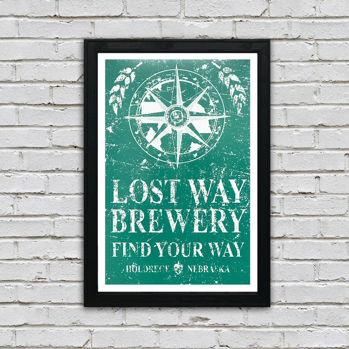 Limited Edition Lost Way Brewery - Craft Beer Poster - Emerald Green - 13x19"