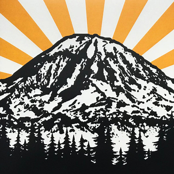 Limited Edition Mount Rainier Poster Art - Yellow and Black - 13x19"