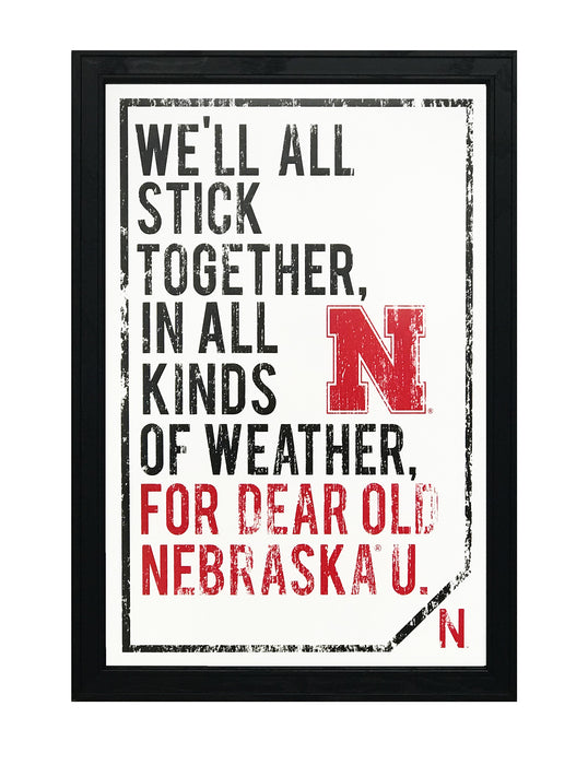 Limited Edition Dear Old Nebraska U. University of Nebraska Cornhuskers Poster Art - 13x19"