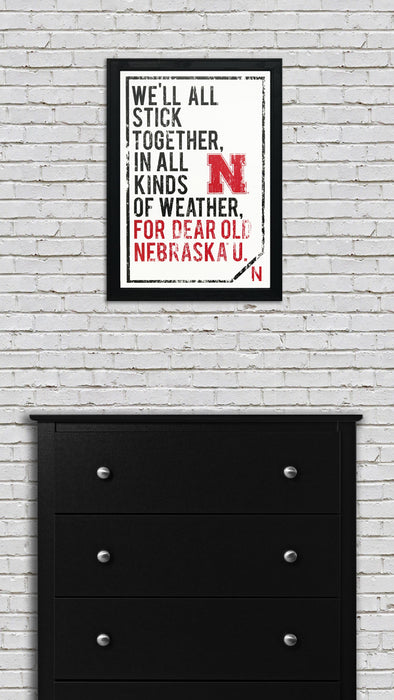 Limited Edition Dear Old Nebraska U. University of Nebraska Cornhuskers Poster Art - 13x19"