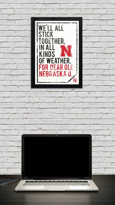 Limited Edition Dear Old Nebraska U. University of Nebraska Cornhuskers Poster Art - 13x19"