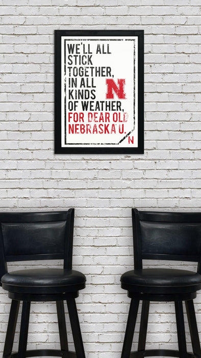 Limited Edition Dear Old Nebraska U. University of Nebraska Cornhuskers Poster Art - 13x19"