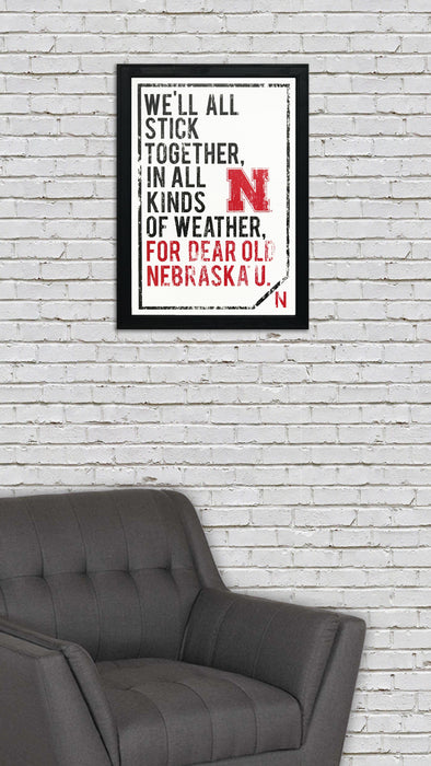 Limited Edition Dear Old Nebraska U. University of Nebraska Cornhuskers Poster Art - 13x19"