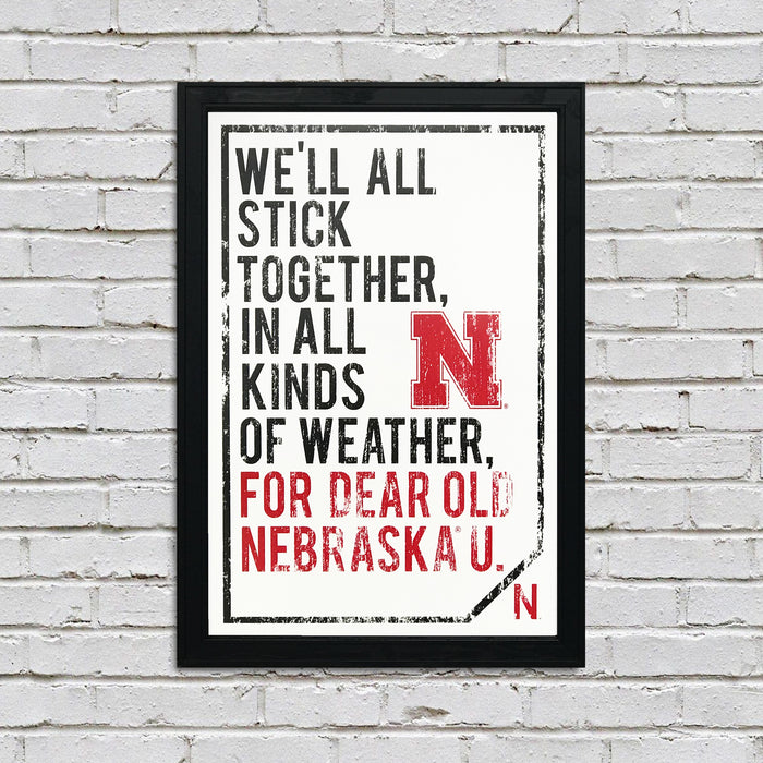 Limited Edition Dear Old Nebraska U. University of Nebraska Cornhuskers Poster Art - 13x19"