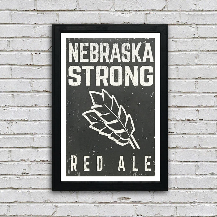 Limited Edition Nebraska Strong Red Ale Craft Beer Poster - Charcoal - 13x19"