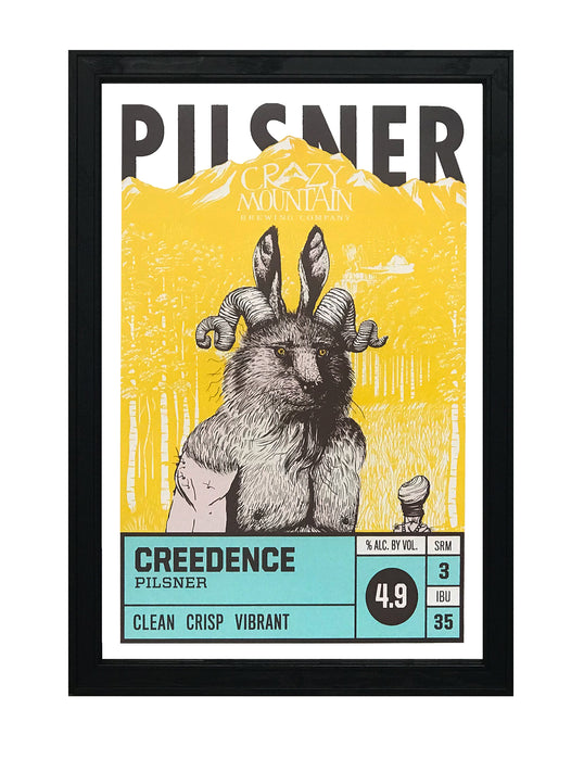 Limited Edition Crazy Mountain Creedence Pilsner Craft Beer Poster - 13x19"