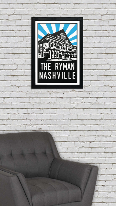 Limited Edition Limited Edition The Ryman Auditorium Poster Art Print - Blue Starburst - 13x19"