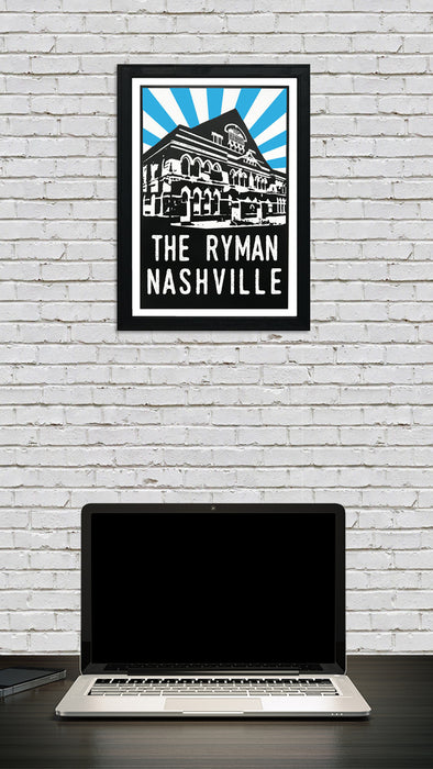 Limited Edition Limited Edition The Ryman Auditorium Poster Art Print - Blue Starburst - 13x19"