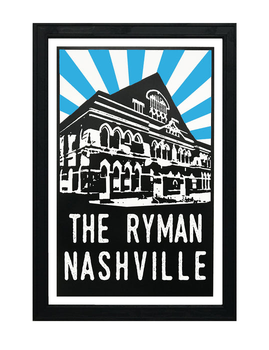 Limited Edition Limited Edition The Ryman Auditorium Poster Art Print - Blue Starburst - 13x19"