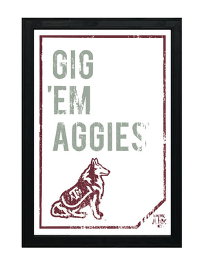 Limited Edition Texas A&M Gig 'Em Aggies Poster - Texas A&M Distressed